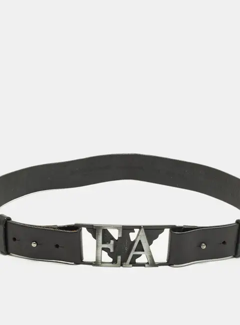 Emporio Armani EA Logo 50CM Adjustable Belt Black Leather