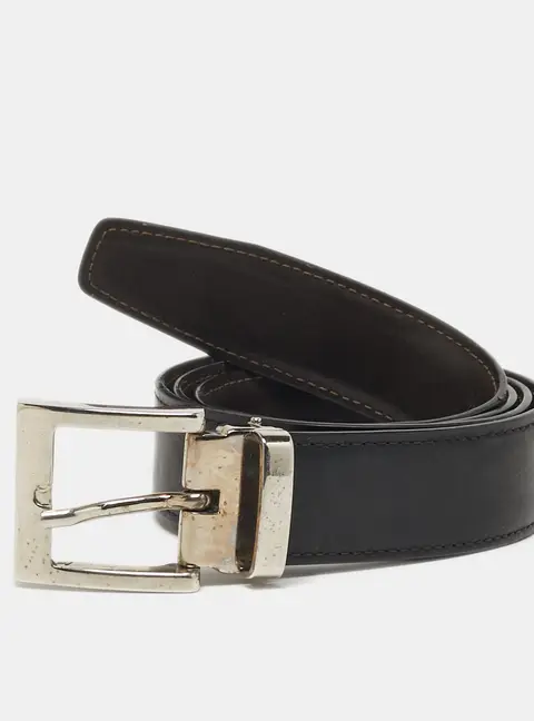 Emporio Armani Reversible Cut to Size Buckle Belt Black Leather