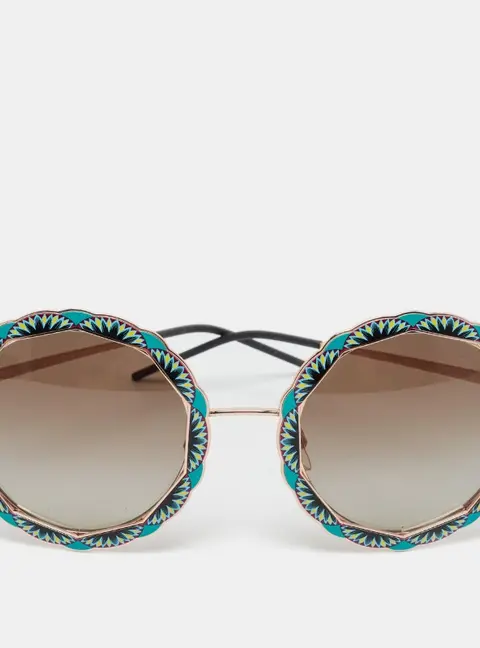 Emporio Armani Green/Grey Gradient EA 2054 Printed Round Sunglasses