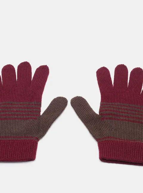 Emporio Armani Gloves Burgundy Acrylic and Wool