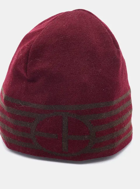 Emporio Armani Burgundy Wool Beanie 57 cm