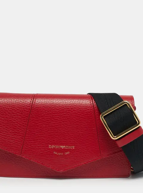 Emporio Armani Envelope Red Faux Leather Crossbody Bag