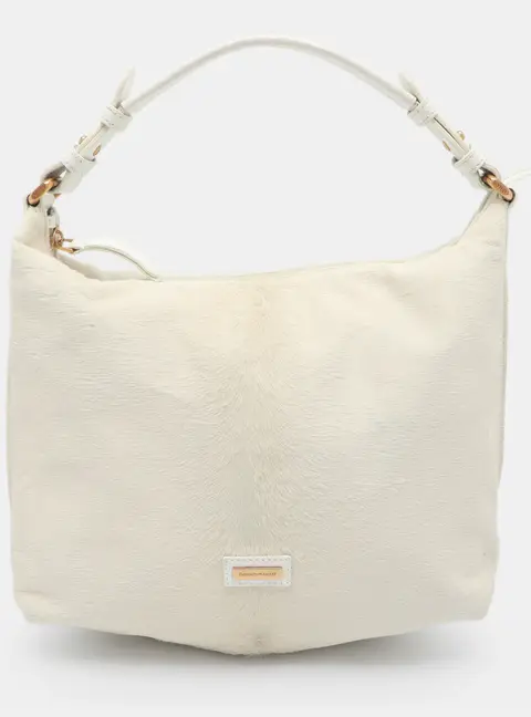 Emporio Armani White Calf Hair and Leather Hobo
