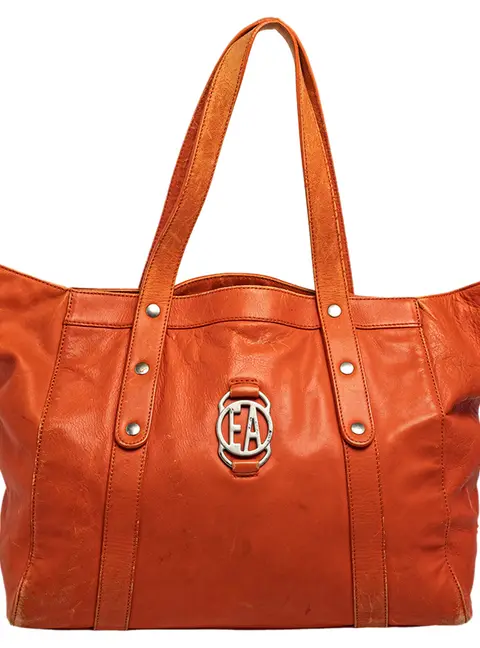 Emporio Armani Orange Leather Tote Bag
