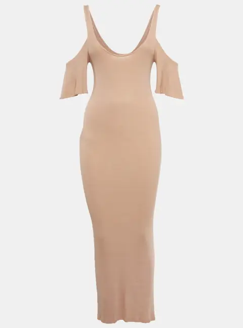 Enza Costa Beige Rib Knit Maxi Dress M