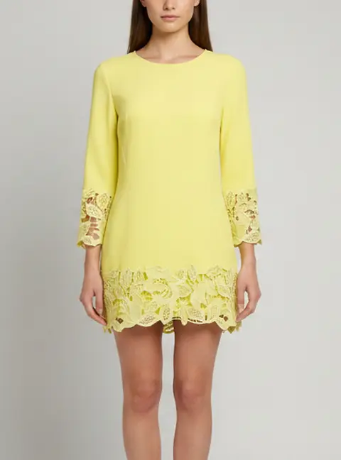 Ermanno Scervino Yellow Crepe Long Sleeve Top M