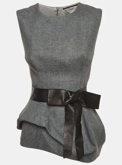 Ermanno Scervino Grey Wool Asymmetric Top S