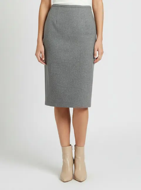 Ermanno Scervino Grey Wool Pencil Skirt S
