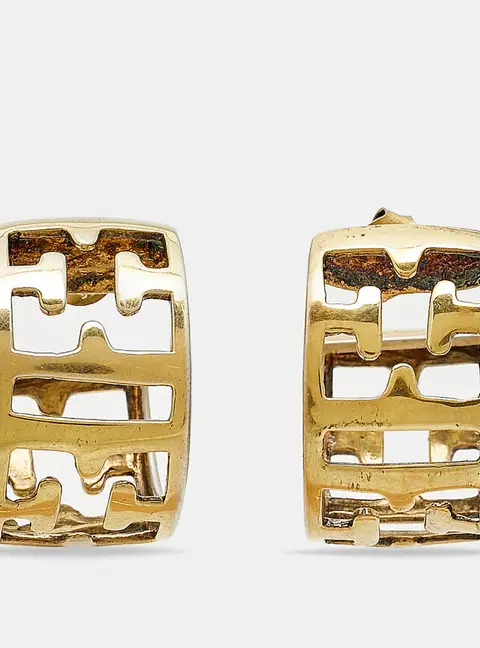 Escada Crystals Gold Plated Sterling Silver Hoop Earrings