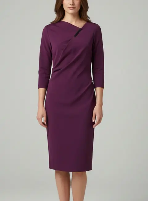 Escada Purple Knit Asymmetric Draped Midi Dress L
