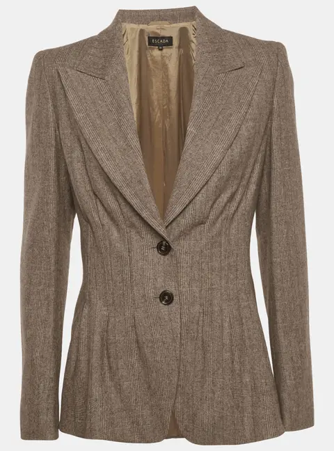 Escada Brown Wool Blend Fitted Bonne Blazer M