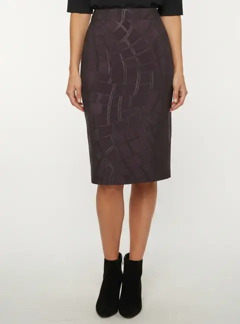 Escada Purple Jacquard Knee Length Rio Skirt L