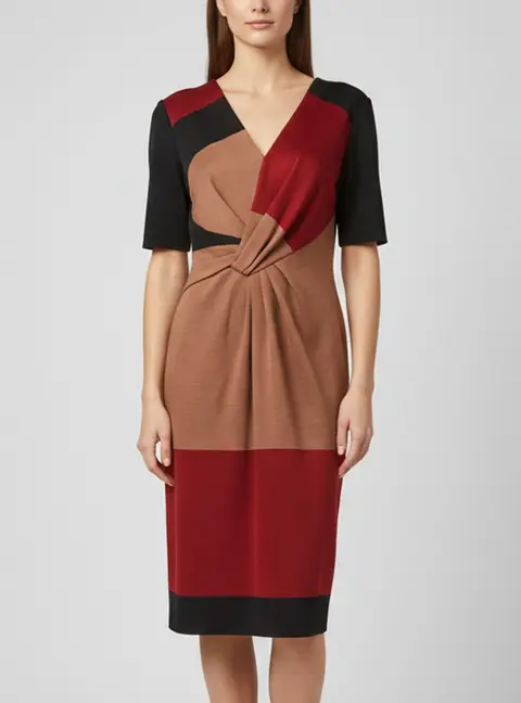 Escada Multicolor Jersey Draped Delia Dress L