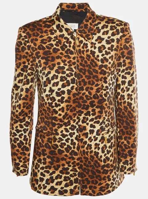 Escada Beige/Brown Leopard Print Wool Blend Blazer M