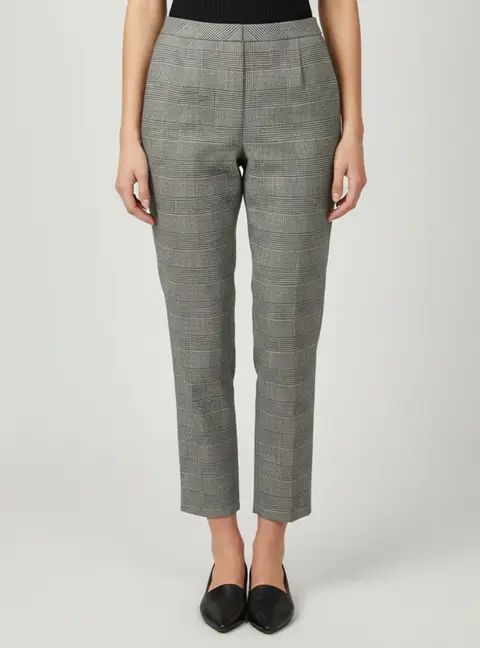 Escada Grey Houndstooth Checked Wool Blend Trousers S