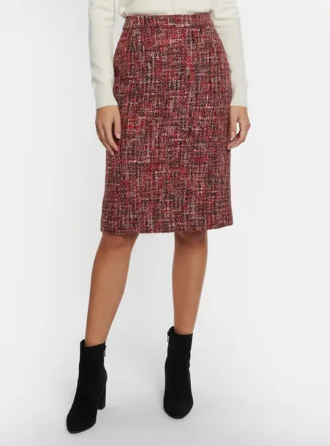 Escada Pink Tweed Zip Up Pencil Skirt L