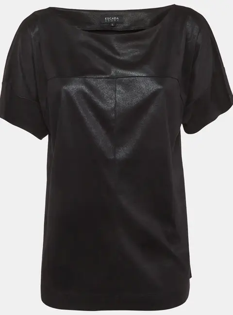 Escada Sport Black Synthetic Knit Bateau Neck Top L