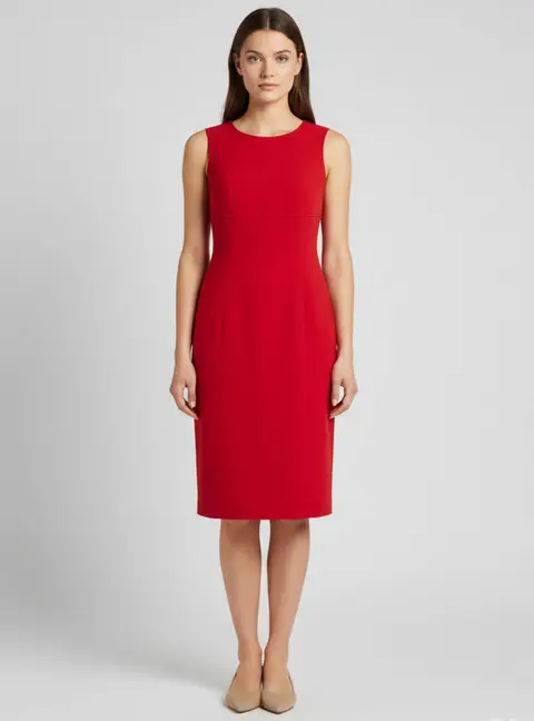 Escada Red Wool Blend Sleeveless Sheath Dress L