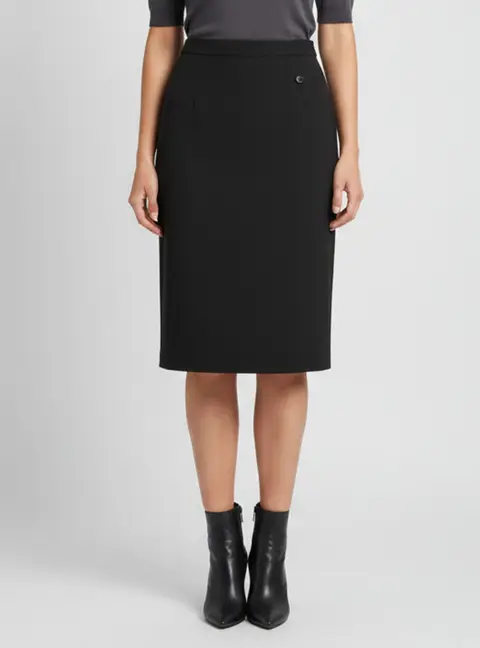 Escada Black Jersey Russi Midi Skirt M