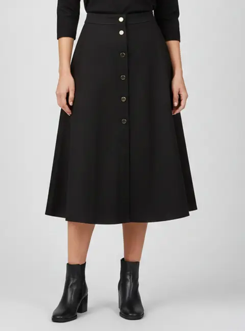 Escada Black Wool Blend A-line Rosara Skirt L