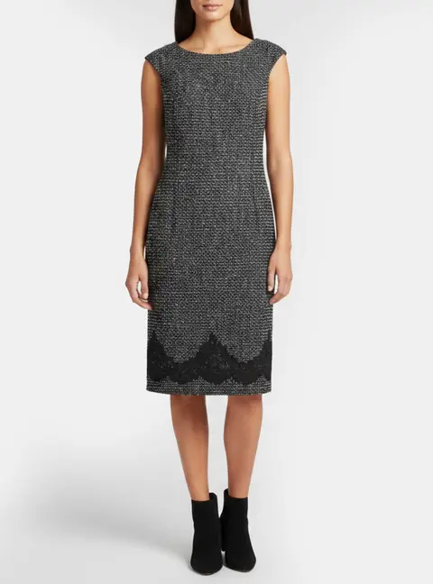 Escada Black Wool Blend Sleeveless Midi Dress M
