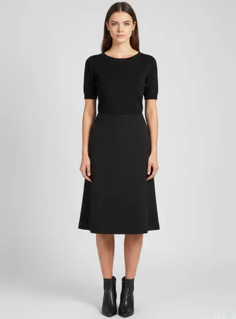 Escada Black Wool Rejane Midi Skirt XL