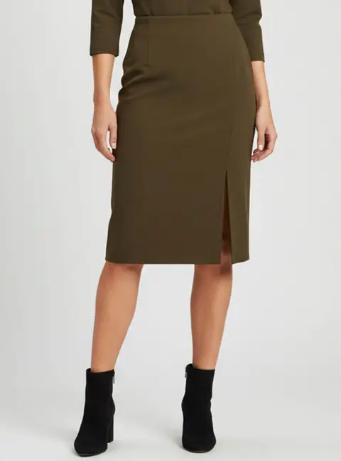 Escada Olive Green Wool Pencil Skirt S