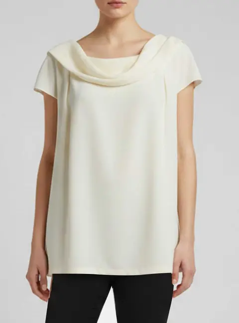 Escada Cream Silk Cowl Neck Top XL