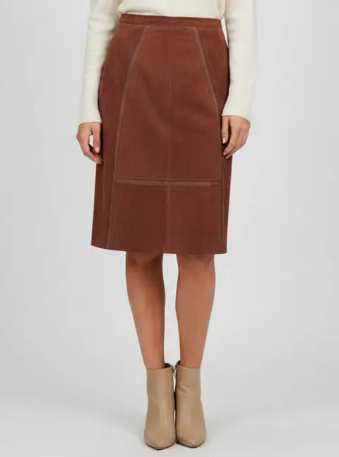 Escada Brown Suede Lizzy Skirt M