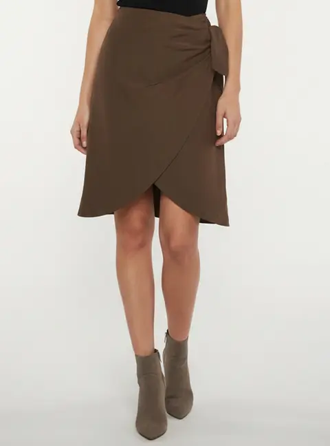Escada Brown Silk Blend Wrap Mini Skirt L
