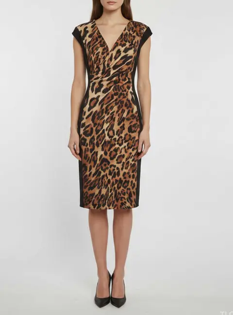 Escada Multicolor Leopard Stretch Cotton Darlita Dress M