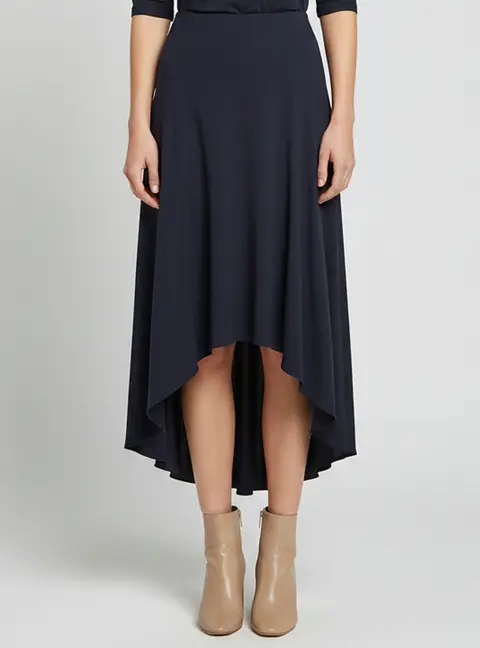 Escada Navy Blue Crepe Asymmetrical Ravenna Skirt S