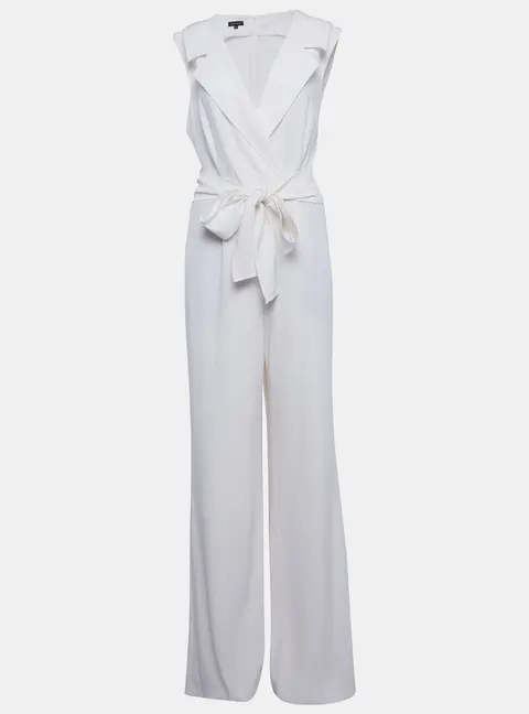 Escada  Off White Crepe Sleeveless Tandisa Jumpsuit L