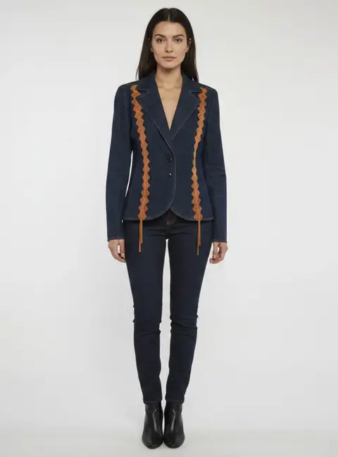Escada Blue Denim Long Sleeve Jacket L