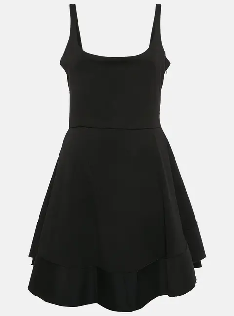 Esteban Cortazar Black Jersey Fit and Flare Mini Dress L