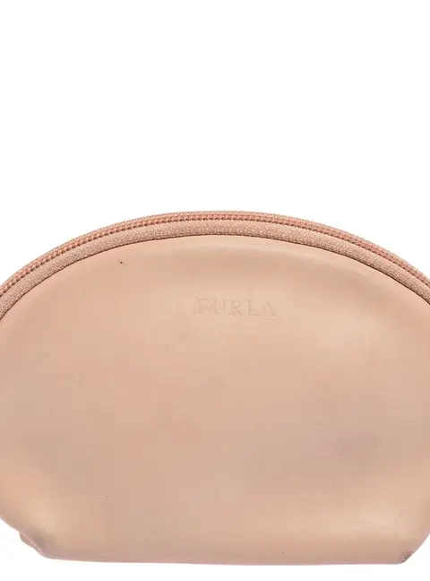 Furla Cosmetic Pouch Beige Leather