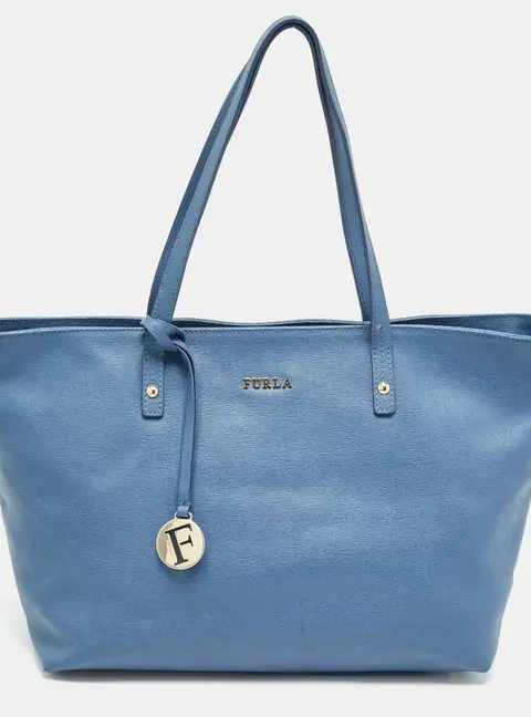 Furla Blue Leather Tote Bag