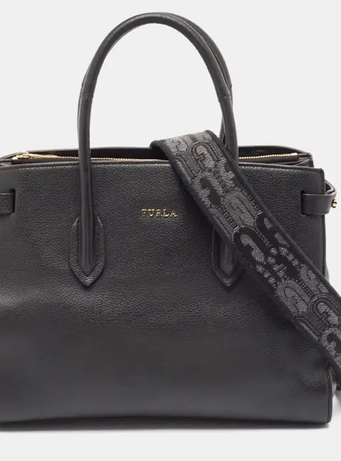Furla Black Leather Tote Bag