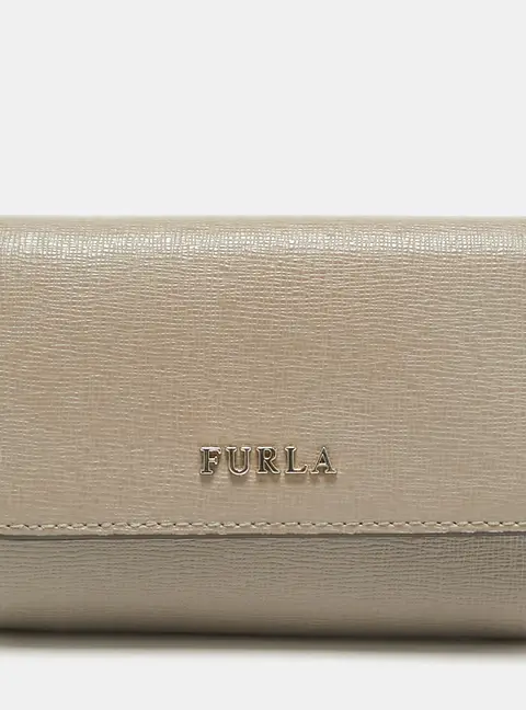 Furla Grey Leather Trifold Compact Wallet