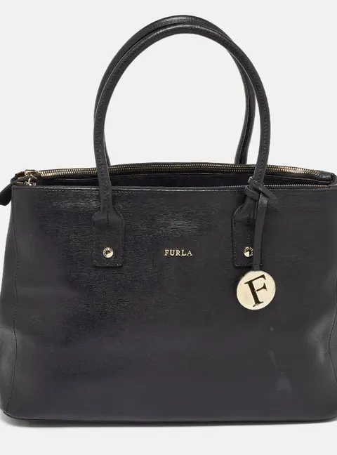 Furla Linda Black Saffiano Leather Tote Bag