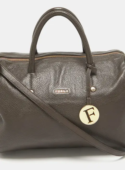 Furla Dark Brown Leather Ariana Satchel