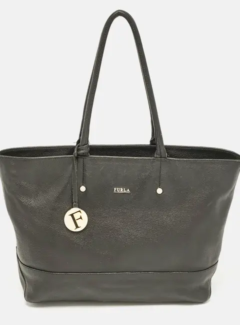 Furla Black Leather Melissa Shopper Tote