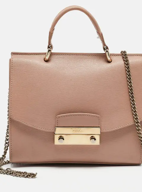 Furla Metropolis Medium Pink Saffiano Leather Top Handle Bags