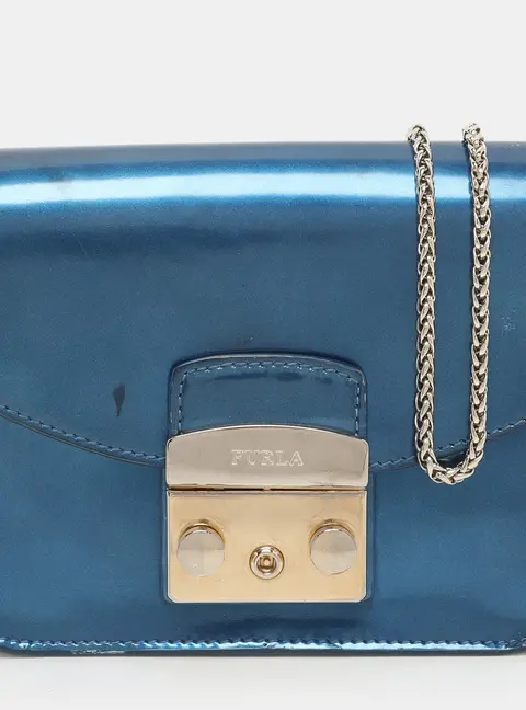 Furla Metropolis Red Patent Leather Mini Crossbody Bag