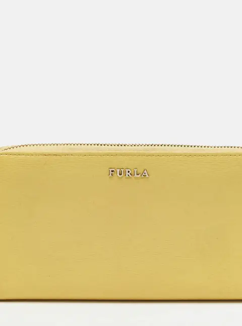 Furla Yellow Leather Zip Continental Wallet