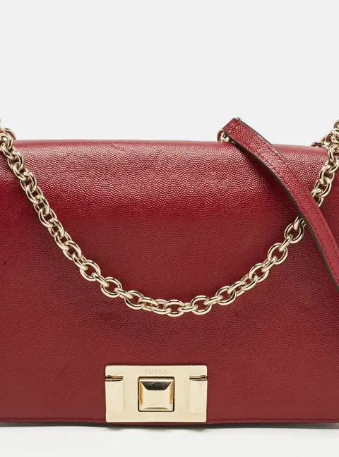 Furla Mimi Red Leather Shoulder Bags