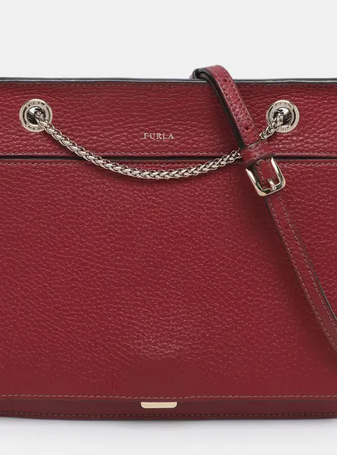Furla Red Leather Chain Crossbody Bag