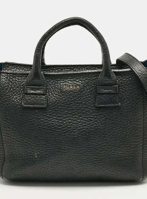 Furla Capriccio Black Leather Tote Bag