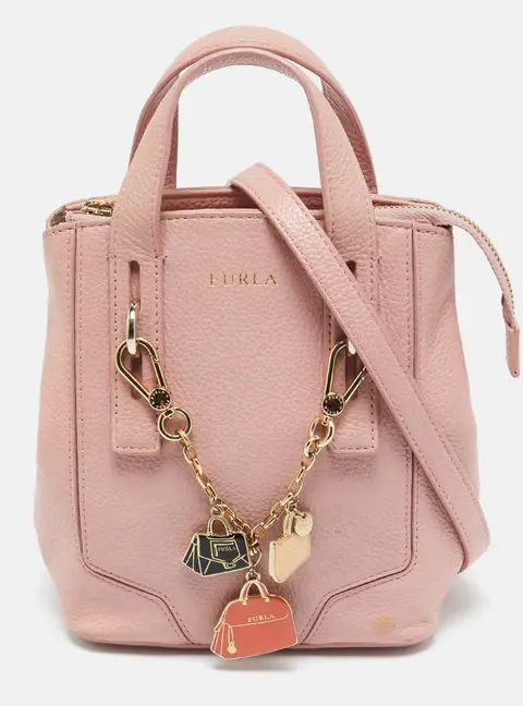 Furla Perla XS Pink Leather Crossbody Bags
