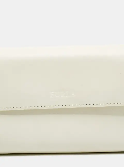 Furla Off White Leather Trifold Flap Wallet